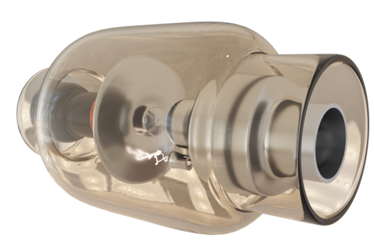 X-ray generator tube 3D rendering image used for medicine isolated on tranbsparent background.