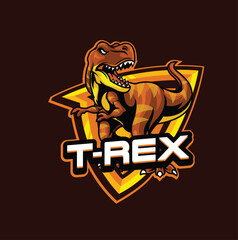 Vector illustration of trex mascot logo template for sport team and gaming team © harrisaputra