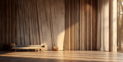 Luxurious wooden room in contemporary style