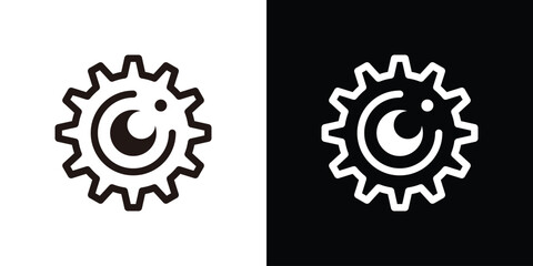 logo design combination of gear with camera lens or eye.