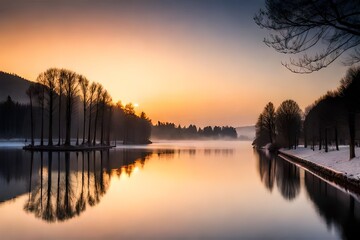 Fototapeta premium sunrise over the river Generated Ai