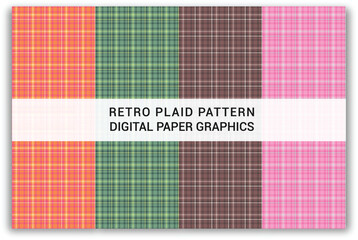 Vector seamless checkered retro plaid pattern graphics collection.
