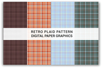 Vector seamless checkered retro plaid pattern graphics collection.
