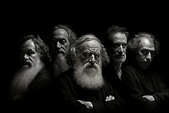 portrait of a group of Philosophies. Icons of Thought: Timeless Portraits of Legendary Philosophers. World Philosophy Day. 