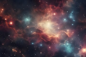 Fototapeta premium Scene of a Beautiful Nebula in the Universe, Colorful Space Galaxy Nebula, Astronomy, AI Generated