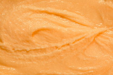 Fruit yogurt ice cream. Smoothies from fresh fruits and berries. Ice cream texture. Delicious sweet dessert close-up as a background.