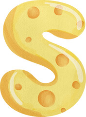 cheese alphabet letter watercolor PNG paper texture