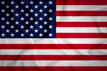 Usa Flag Background. Close up waving flag of America.