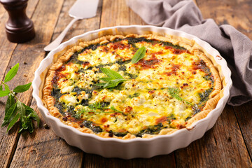 vegetable quiche- spinach and cheese savory quiche
