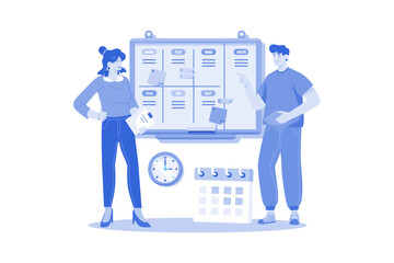 Project manager creating timelines and deliverables for a new project.