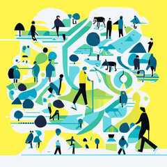 people in geometric style, vector illustration 
