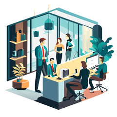 meeting in the office squared vector team work