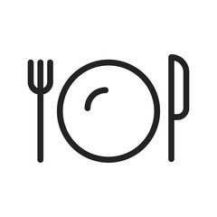 Fork plate and knife icon outline style vector