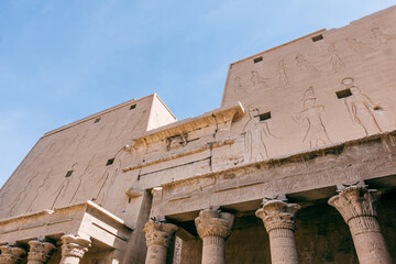 Iconic Columns of an Ancient Egyptian Temple. Egypt Summer Travel