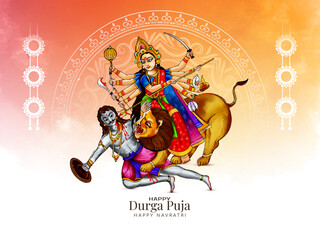 Traditional Happy Navratri and Durga puja festival background design