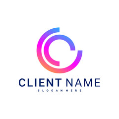 Modern and Minimal letter C logo. Simple initial C monogram logo design vector template.