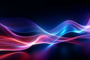 Futuristic background with bright neon waves and electrifying light effect. Generative AI