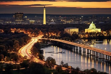 Aerial view of Washington, D.C. cityscape. Generative AI