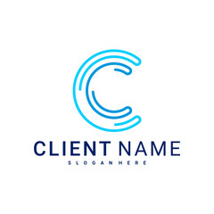 Modern and Minimal letter C logo. Simple initial C monogram logo design vector template.