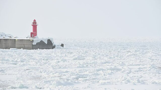 流氷に覆われたオホーツク海