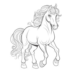 Elegant Vector Line Drawing of a Horse