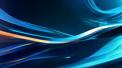 abstract blue background with smooth wavy lines, vector illustration.