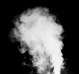 Fragments of abstract white smoke isolated on black background. steam cloud close up