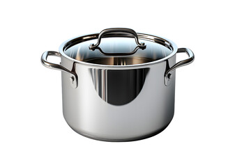 Stainless steel pot isolated on transparent background