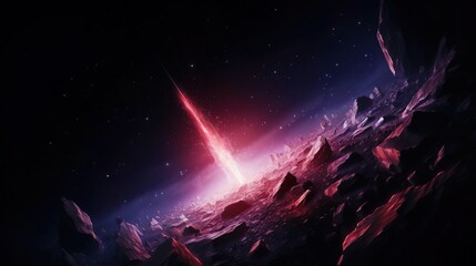 Space abstract background burning comet flash laser