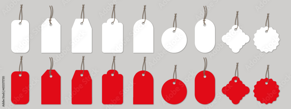 Poster price tag big set. sale and new label collection set in red and white colors. set labels on isolated