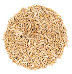 Cereal seeds isolated on white background. pile oats, wheat, barley close-up