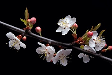 Blooming branch of plum. Generative AI