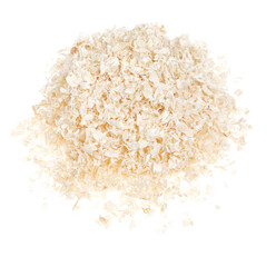 Dry chips sawdust for rodents. wood shavings isolated on white background. filings close up