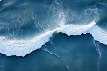 an aerial view of a wave breaking on the ocean.Drone photo backdrop of sea wave in bird eye waves. generative ai - obrazy, fototapety, plakaty