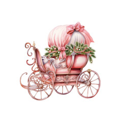 pink carriage with flowers clipart watercolor clip art water color & png