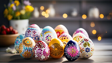 Fototapeta na wymiar Cheerful Easter Decor in Bright Colors