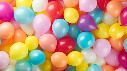 Fototapeta na wymiar Colorful party balloon background with dozens of balloons 