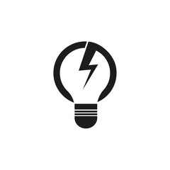 light bulb icon, light bulb logo, light bulb with thunder