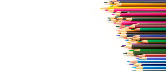colorful rainbow pencils over white background, back to school concept, school and creativity concept