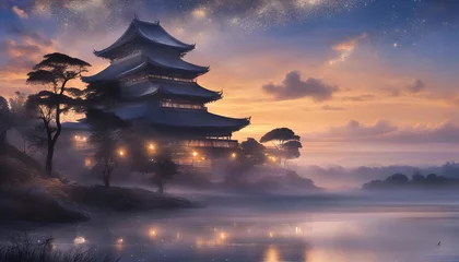Foto op Canvas イラスト風景【日本の城】 © Shoithi