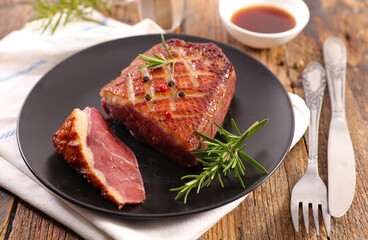 grilled duck breast and sauce