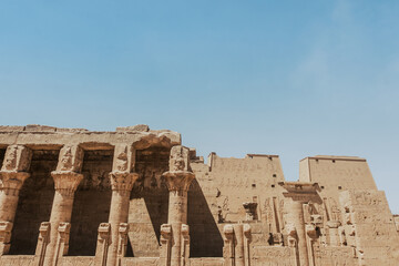 Ornate Details of an Egyptian Temple Facade. Egypt Summer Travel