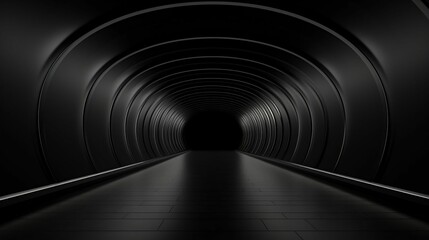 black symmetric vanishing corridor with bent wall 
