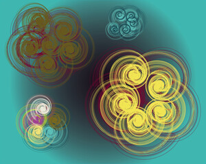 Abstract multiple color flowers with gradient background.
