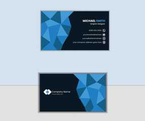 Double-sided creative business card template. Vector illustration  blue print modern card design