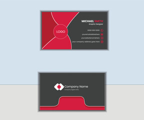 Double-sided creative and elegant business card template. Vector illustration red print modern card design