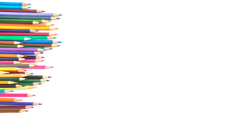 colorful rainbow pencils over white background, back to school concept, school and creativity concept
