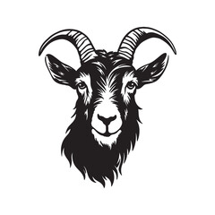 Goat head logo detailed silhouette vector