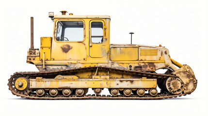 Old white dozer track-type or excavator bulldozer