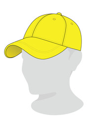 Blank yellow baseball cap template on white background, vector file